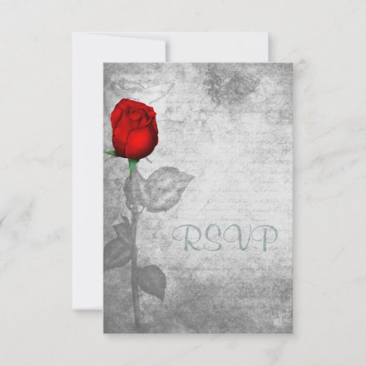 Vintage Rote Rose RSVP Karte (Vorderseite)