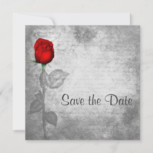 Vintage Rote Rose Save The Date (Vorderseite)