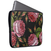 Vintage Rote Rose Stickereimuster Laptopschutzhülle (Vorne Rechts)