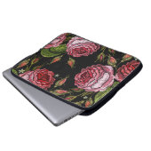 Vintage Rote Rose Stickereimuster Laptopschutzhülle (Vorne Knopf)