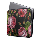 Vintage Rote Rose Stickereimuster Laptopschutzhülle (Vorderseite Links)