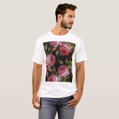 Vintage Rote Rose Stickereimuster T-Shirt (Vorne ganz)