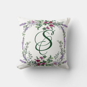 Vintage Rote Rose und Eukalyptus Kissen