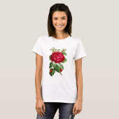 Vintage Rote Rose und Ladybugs T-Shirt (Vorne ganz)
