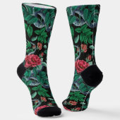 Vintage Rote Rose und Schlangenmuster Socken (Gewinkelt)