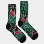 Vintage Rote Rose und Schlangenmuster Socken (Rechts)