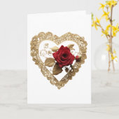 Vintage Rote Rose Valentinstag Herzkarte Karte (Gelbe Blume)