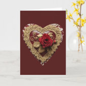 Vintage Rote Rose Valentinstag Herzkarte Karte (Gelbe Blume)