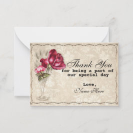 Vintage Rote Rose Vielen Dank Mitteilungskarte