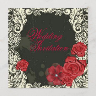 Vintage Rote Rose viktorianisch gotische Hochzeit Einladung