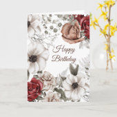 Vintage Rote Rosen Blumenwasser Geburtstag Karte (Gelbe Blume)