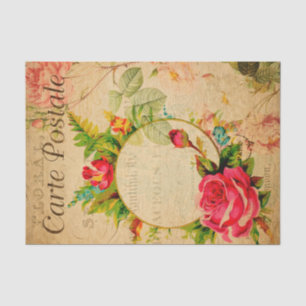 Vintage Rote Rosen Blumenzucht Französisch Seidenpapier
