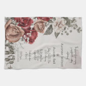 Vintage Rote Rosen Einladung zur Hochzeit Geschirrtuch (Horizontal)