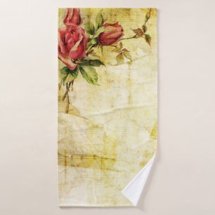 Vintage Rote Rosen, elegant Badhandtuch Set