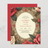 Vintage Rote Rosen feiern Lebensgedicht (Vorne/Hinten)