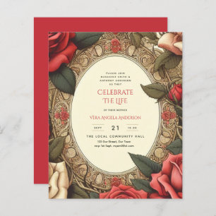 Vintage Rote Rosen feiern Lebensgedicht