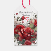 Vintage Rote Rosen Geschenkanhänger (Rückseite)