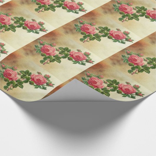 Vintage Rote Rosen Geschenkpapier (Ecke)
