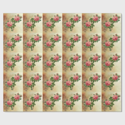 Vintage Rote Rosen Geschenkpapier (Flach)