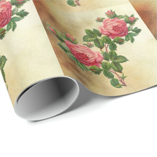 Vintage Rote Rosen Geschenkpapier (Rolleneckpunkt)