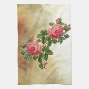 Vintage Rote Rosen Geschirrtuch