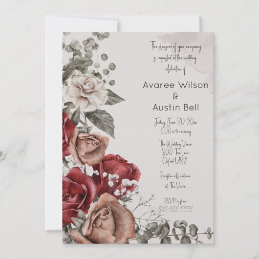 Vintage Rote Rosen Hochzeit (Vorderseite)