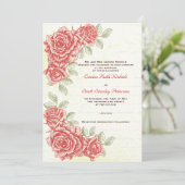 Vintage rote Rosen individuelle Hochzeitseinladung Einladung (Stehend Vorderseite)