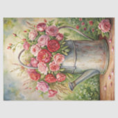 Vintage rote Rosen mit glatter Metalldecke Seidenpapier (Vorderseite)