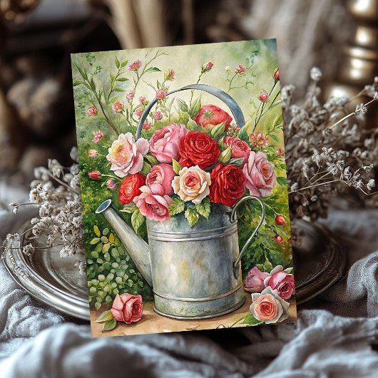 Vintage rote Rosen mit glatter Metalldecke Seidenpapier