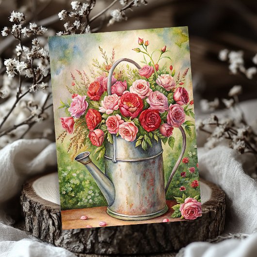 Vintage rote Rosen mit glatter Metalldecke Seidenpapier