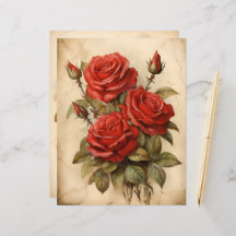 Vintage Rote Rosen Papierfass