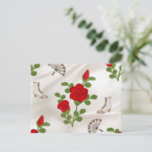 Vintage Rote Rosen Postkarte (Stehend Vorderseite)
