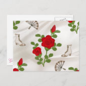 Vintage Rote Rosen Postkarte (Vorne/Hinten)