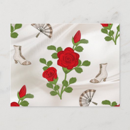 Vintage Rote Rosen Postkarte (Vorderseite)