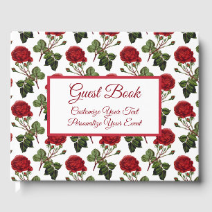 Vintage Rote Rosen Romantisches Blumenmuster Gästebuch
