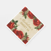 Vintage Rote Rosen Süß 16 Geburtstag Serviette (Ecke)