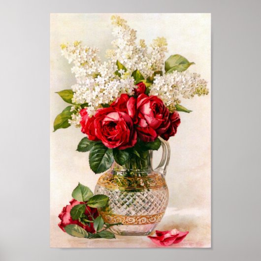 Vintage Rote Rosen und Babyatmen Poster (Vorne)