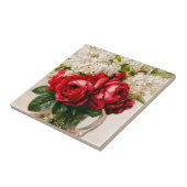 Vintage Rote Rosen und Gipskraut-Fliese Fliese (Seite)