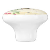 Vintage Rote Rosen und Grünpflanzen Keramikknauf (Seitenansicht)