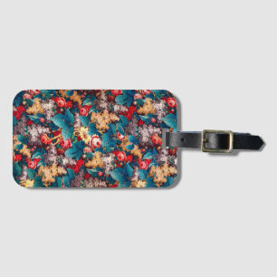 Vintage rote Rosen und lila Blumenmuster Gepäckanhänger
