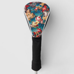 Vintage rote Rosen und lila Blumenmuster Golf Headcover