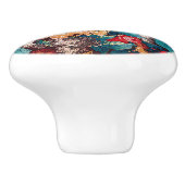 Vintage rote Rosen und lila Blumenmuster Keramikknauf (Seitenansicht)