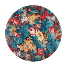 Vintage rote Rosen und lila Blumenmuster Schneidebrett