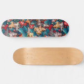 Vintage rote Rosen und lila Blumenmuster Skateboard (Horizontal)