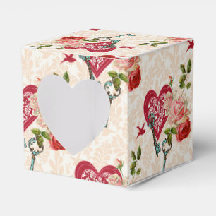 Vintage rote Rosen und Schlüssel zu meinem Herzen Geschenkschachtel
