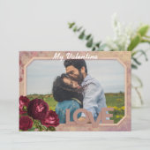 Vintage Rote Rosen Valentinstag Feiertagskarte (Stehend Vorderseite)