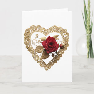 Vintage rote Rosen Valentinstag Herzkarte Karte