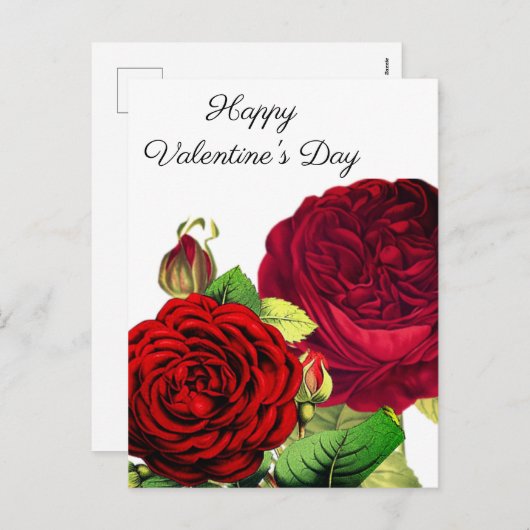 Vintage Rote Rosen Valentinstag Urlaub Postkarte (Vorne/Hinten)