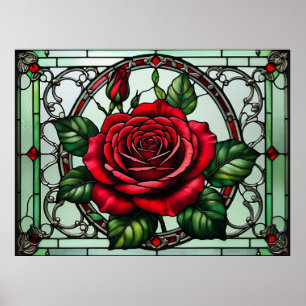 🌹 Vintage rote Rosen-Wanddekoration für romantisc Poster