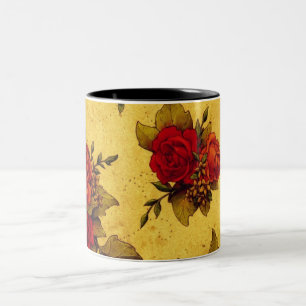 Vintage Rote Rosen Zweifarbige Tasse